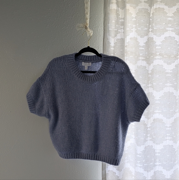 The White Company Sweaters - White Label Hydrangea Blue Wool Alpaca Cropped Sweater Sz S